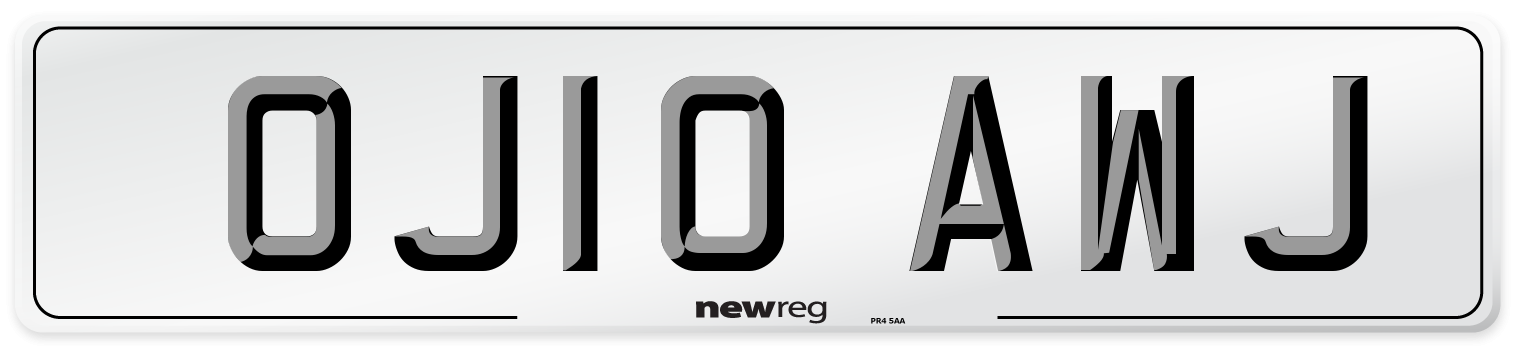 OJ10 AWJ Number Plate from New Reg